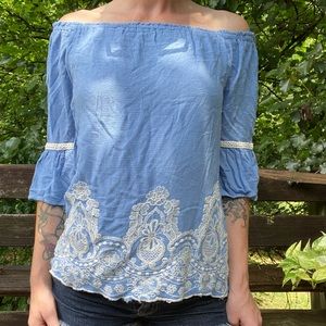 Light blue Off the shoulder Blouse